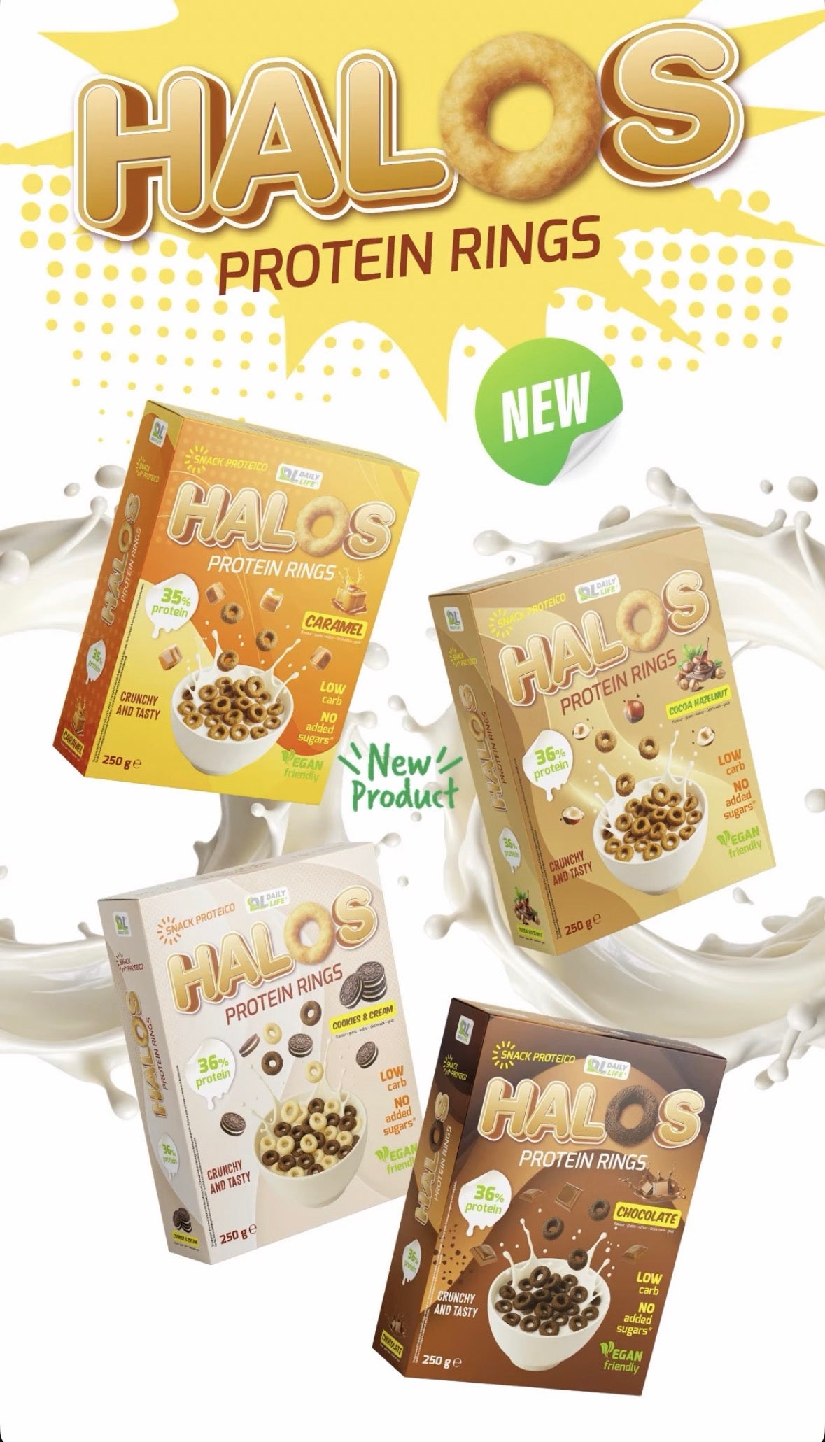 HALOS PROTEIN RINGS – Cereali Proteici in Vari Gusti formato da 250gr