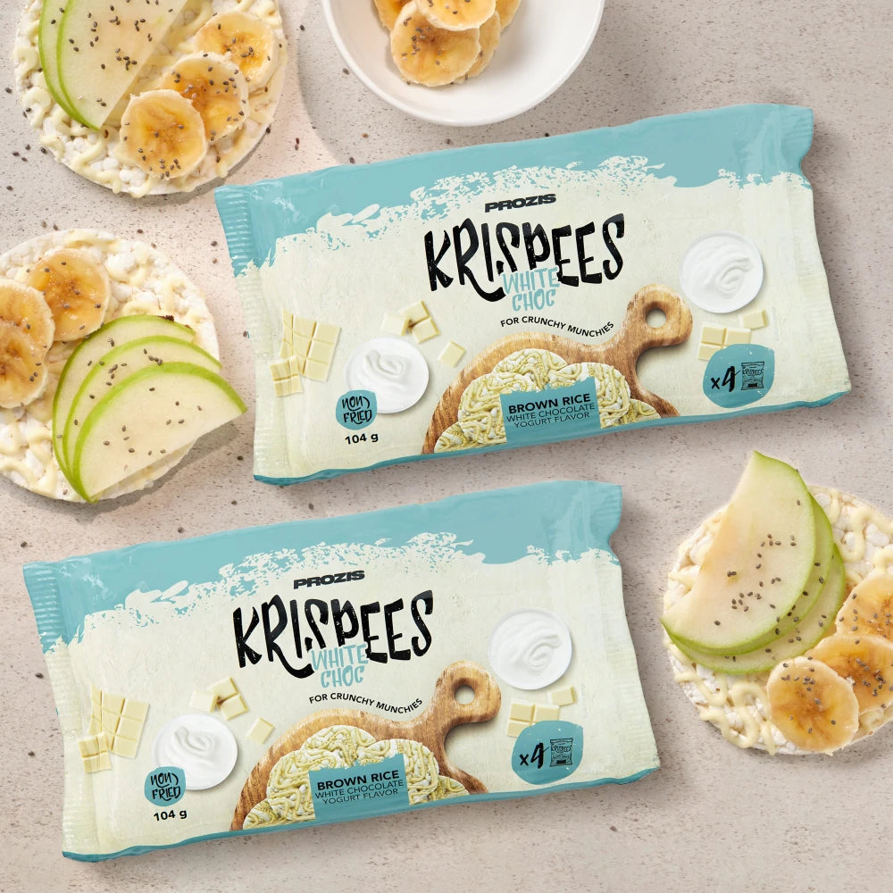Prozis White Choc Krispees - Riso con cioccolato bianco al gusto yogurt 104gr