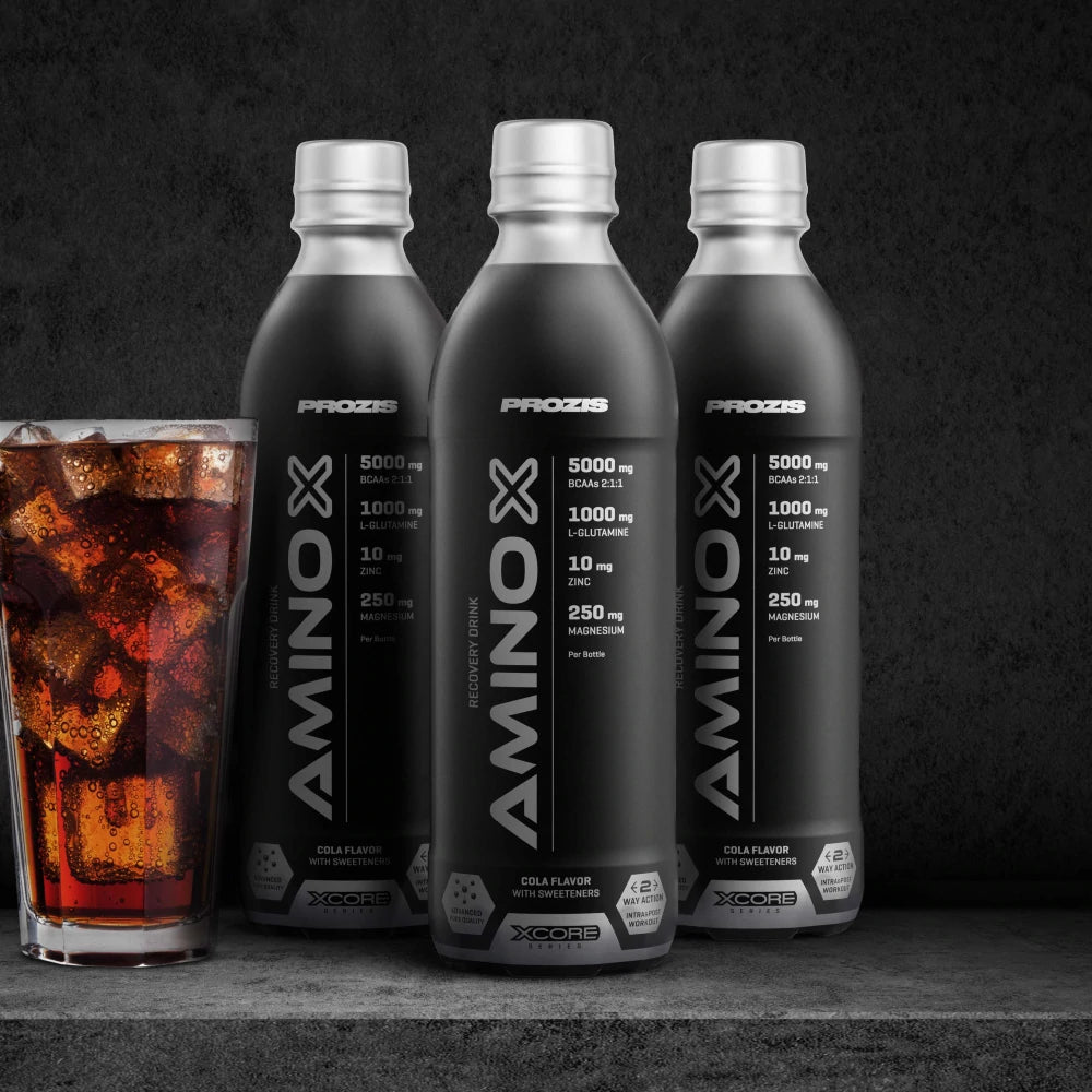 Prozis Amino X RTD 500mL bevanda con BCAA, glutammina, zinco e magnesio.