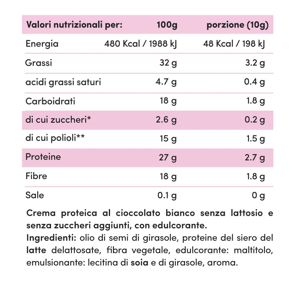 Fitporn Crema proteica Cioccolato Bianco Senza Lattosio 200gr