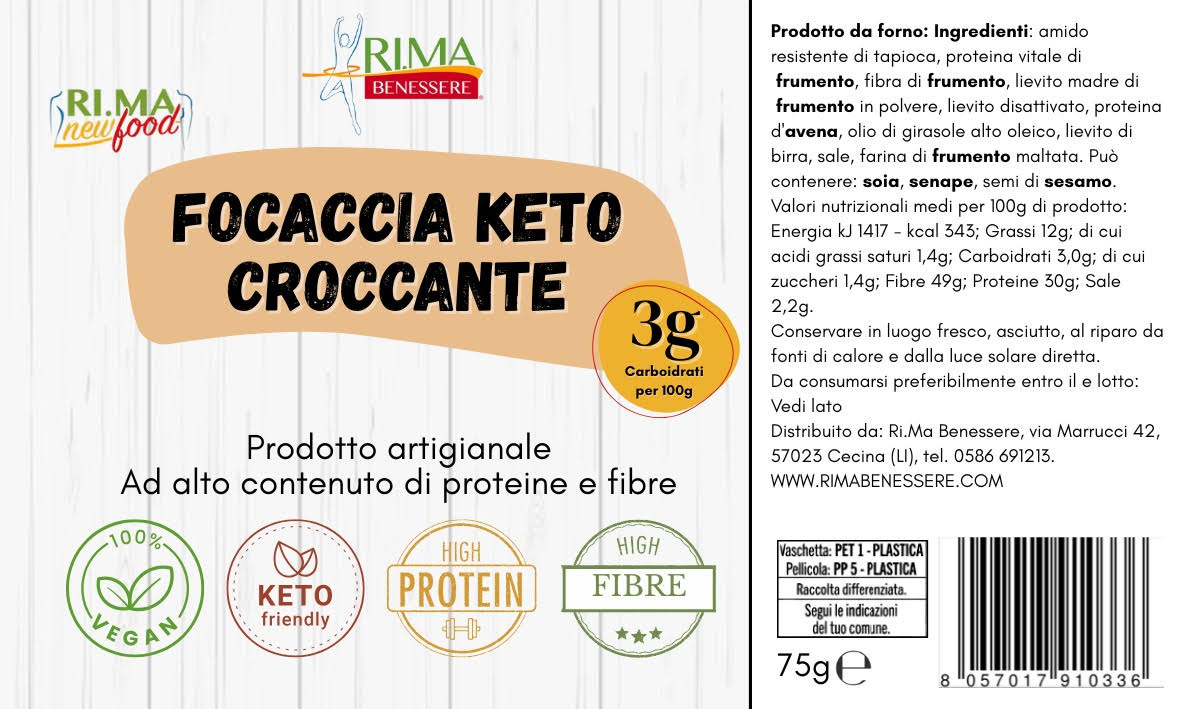 Focaccia Keto Croccante 75gr Rima Benessere