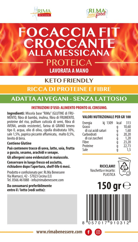 Focaccia Croccante Fit Proteica alla Messicana Rima Benessere 150gr
