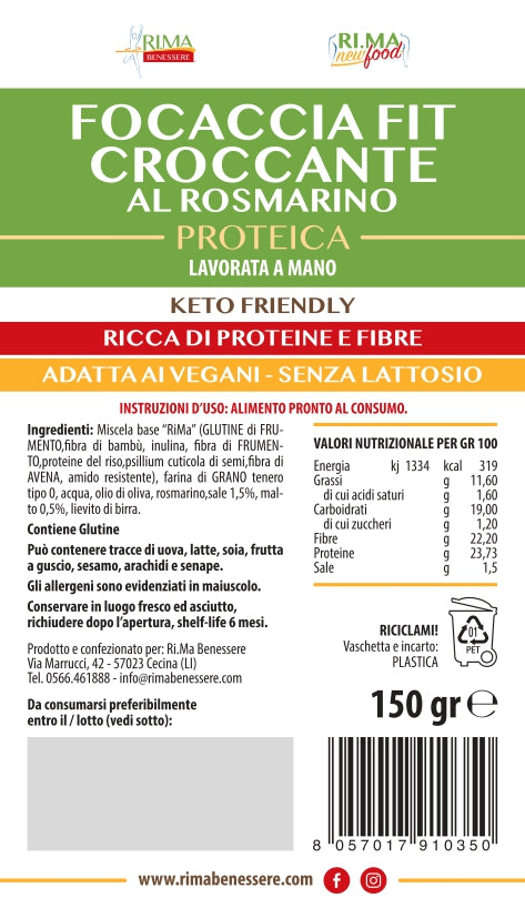 Focaccia Croccante Fit Proteica al Rosmarino Rima Benessere 150gr